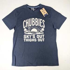 Chubbies Men's Medium Navy "The No Brainer" Sky's Out Thighs Out Tee